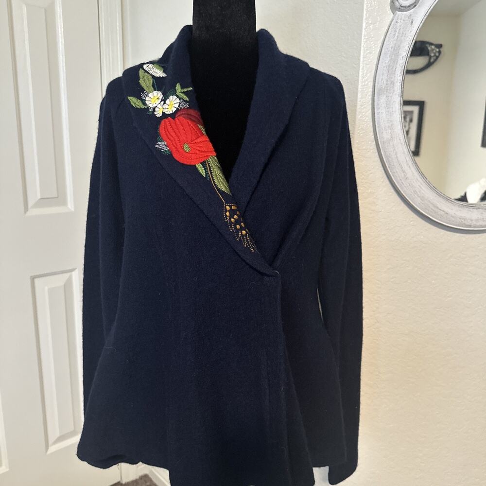 Anthropologie Angel of the North Embroidered Knit Cardigan Size Medium